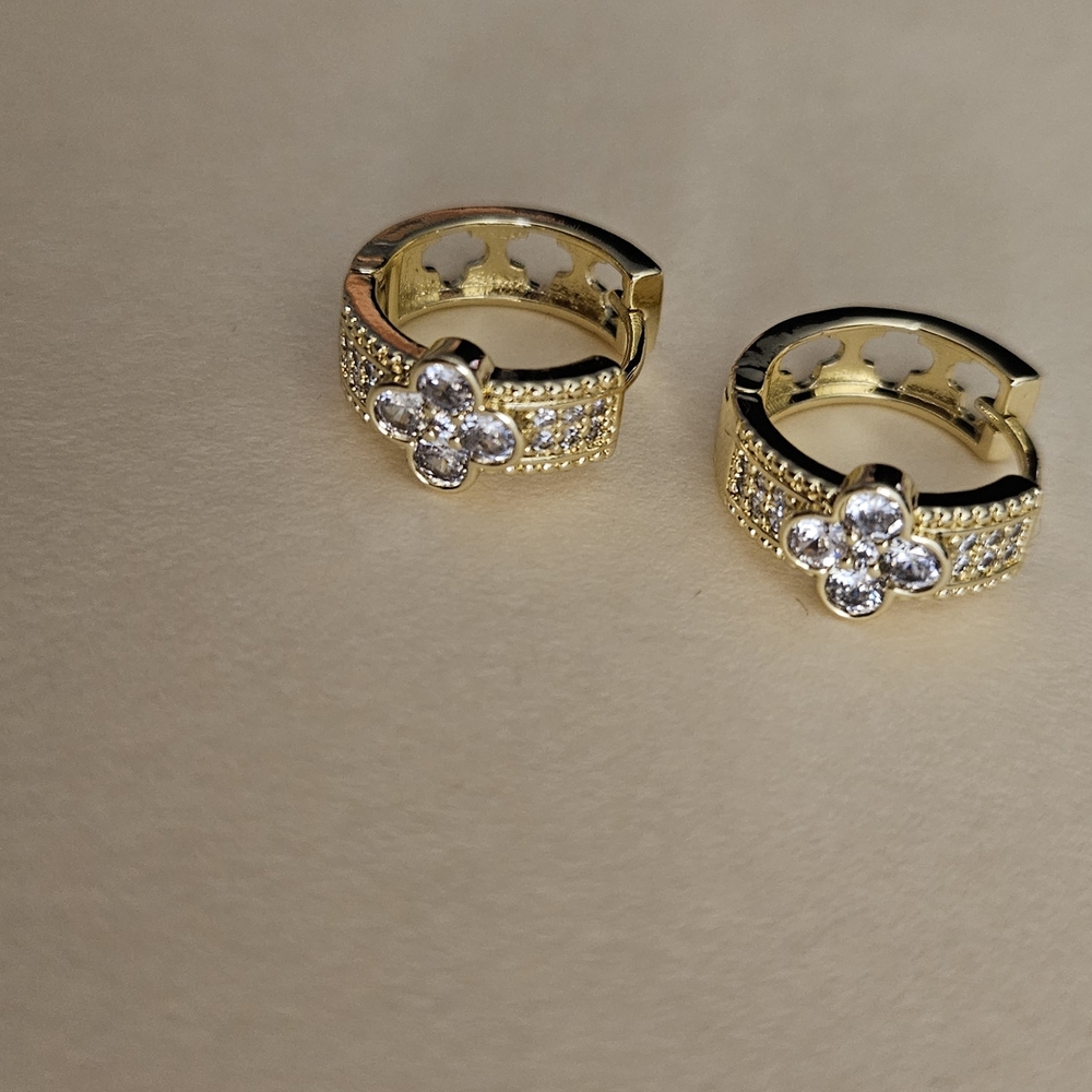 Elegant Gold and Silver Floral Earrings
